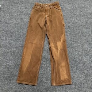 J. Galt Carpenter Pants Womens Size S Brown Cotton Contrast Stitch Utility